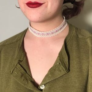 Handmade lace rose chain choker